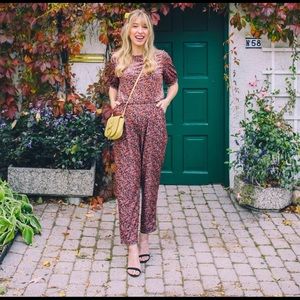 Old Navy Waist Defined Smocked Sleeve Velvet Jumpsuit